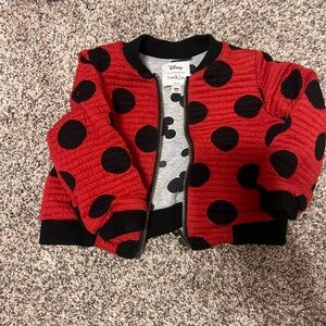 Disney Red and Black Polka Dot Bomber Jacket